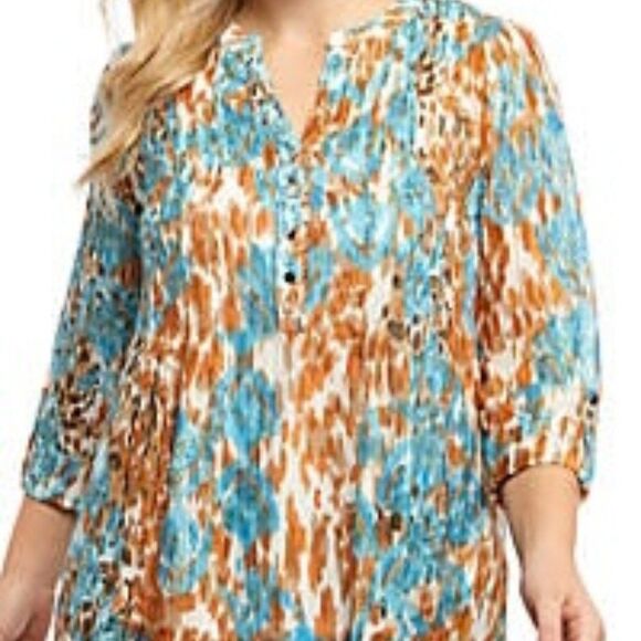 New Directions Tealmur-tume roll tab cinch sleeves, size 2x - Picture 1 of 4